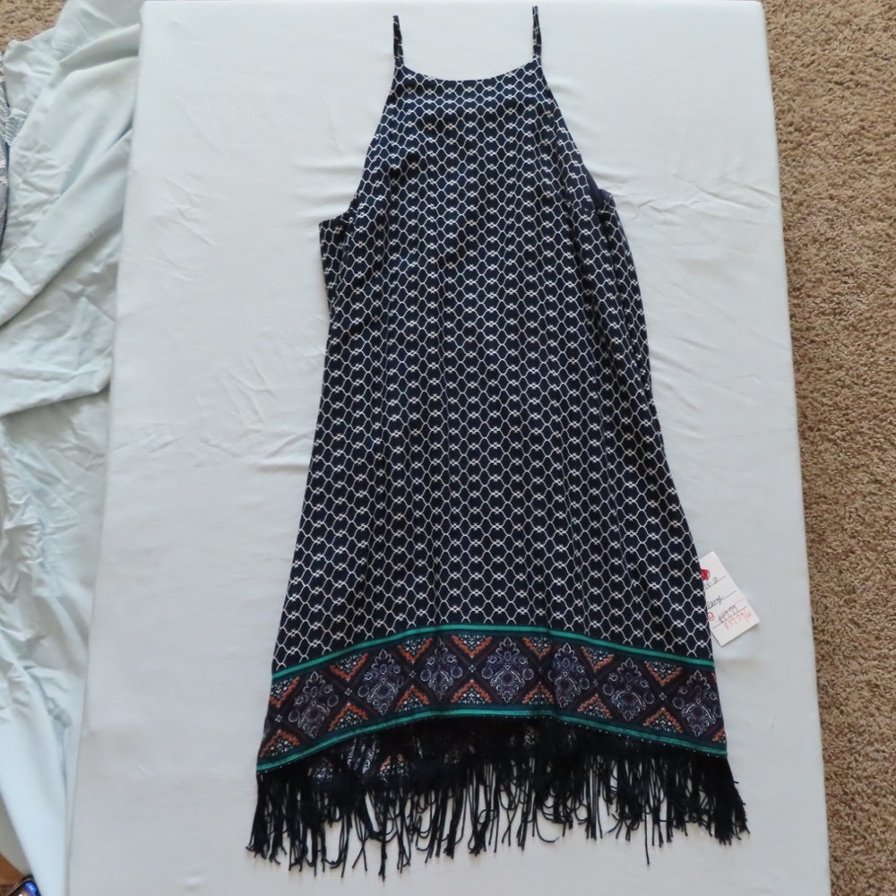 Navy dress with fringe